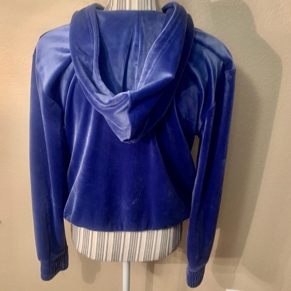 FILA Velour Hoodie Sweatshirt Medium Quarter-Zip Pockets Elastic Waist & Cuffs - Picture 5 of 15